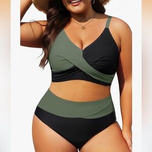 push up top tummy control bottoms High Waisted Bikini Tummy Control Bathing Suit